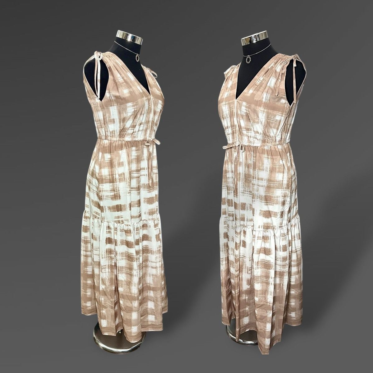 Calvin Klein Calvin Klein Women’s Tan Printed V-Neck Maxi Dress Sz M Size M / US 6-8 / IT 42-44 - 6 Thumbnail