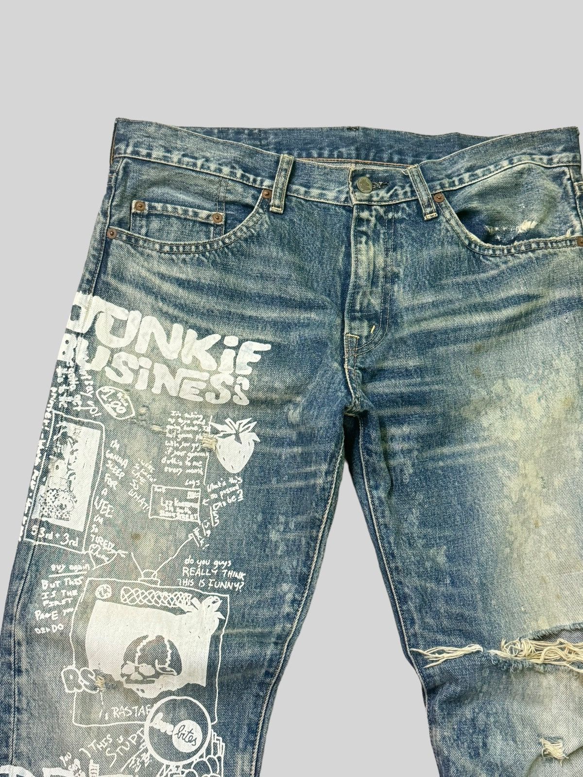 Hysteric Glamour × Japanese Brand Distressed RNA INC Junkie Business Trashed Denim Size US 34 / EU 50 - 4 Thumbnail