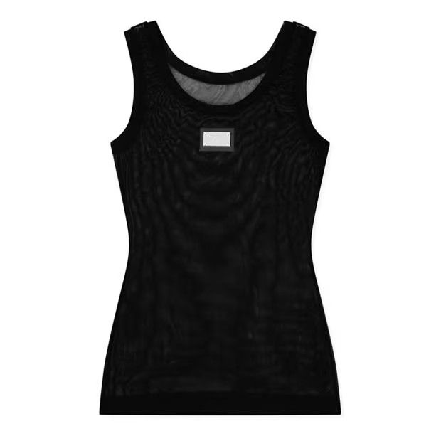Dolce & Gabbana o1g2r1mq1024 Light Tulle Vest With Logo Tag Tank Tops Nero Size S / US 4 / IT 40 - 1 Thumbnail