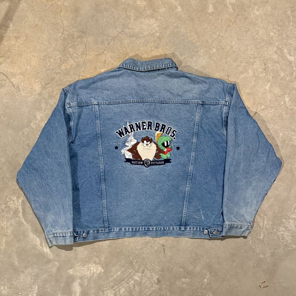 Warner Bros Vintage 1990s Looney Tunes Faded Distressed Denim Jacket Size US XXL / EU 58 / 5 - 1 Thumbnail