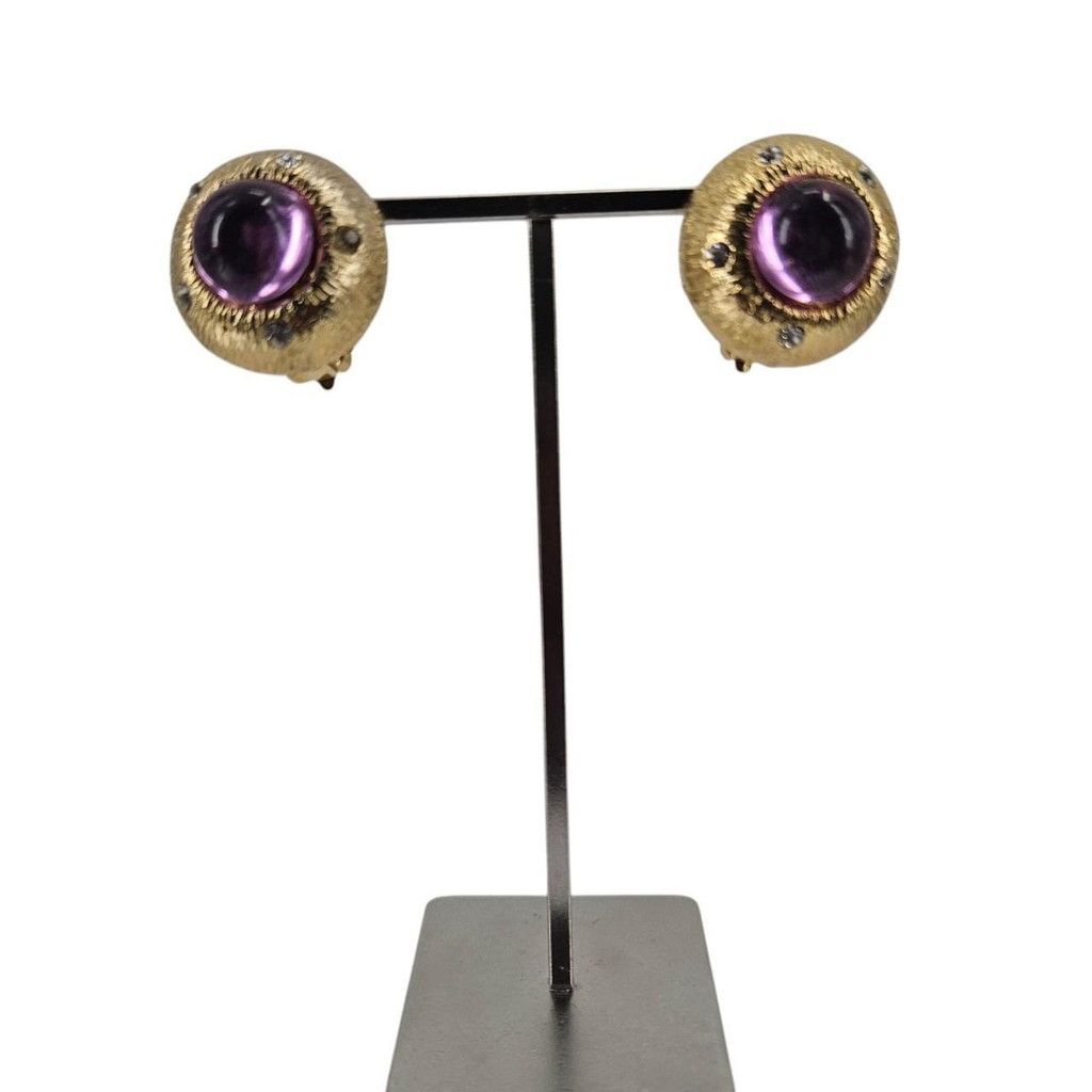 Vintage Vintage Amethyst Glass Cabochon Clip-Ons Size ONE SIZE - 2 Thumbnail
