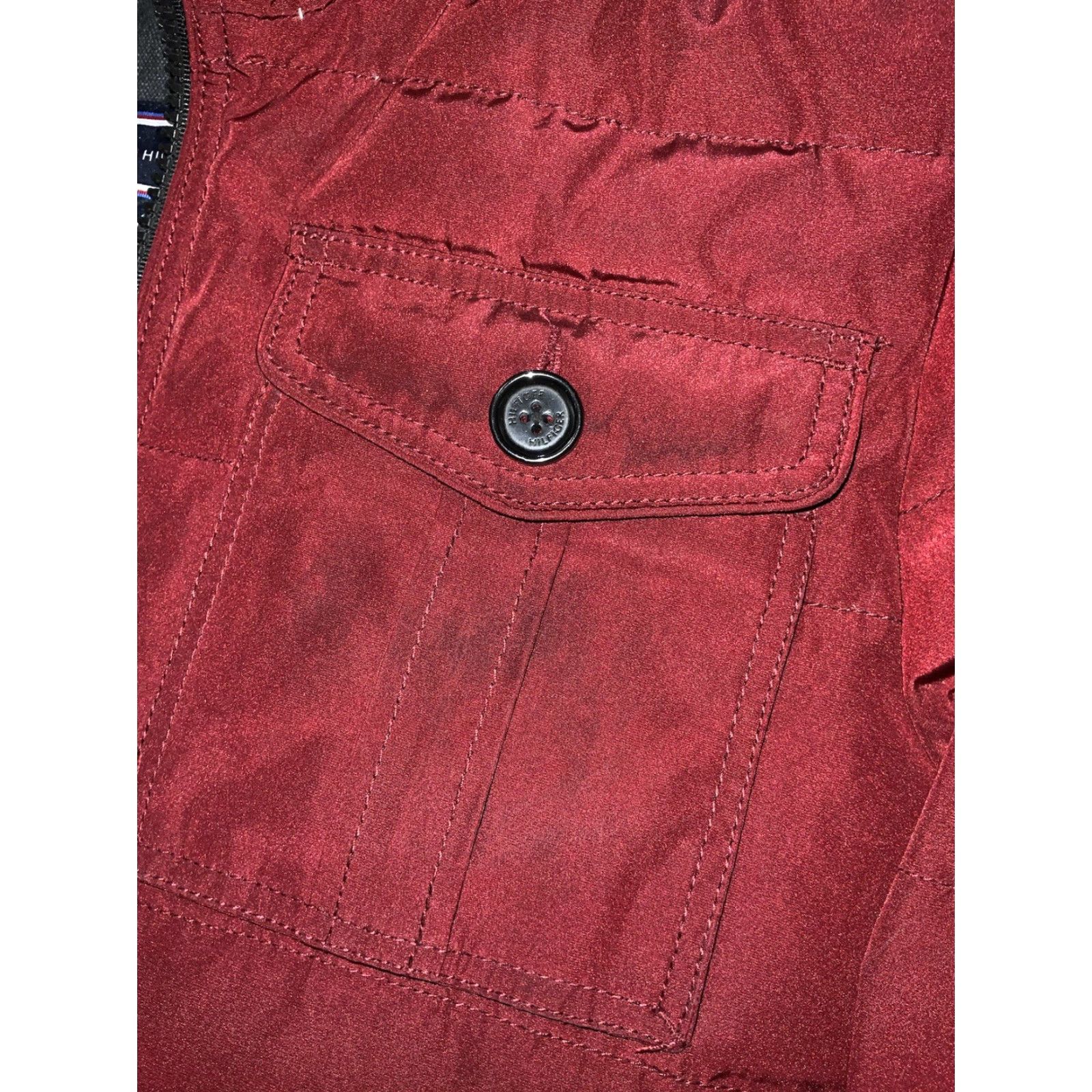 Tommy Hilfiger Tommy Hilfiger Puffer Jacket Quilted Down Faux Fur Full Zip Red Sz. L Mens Size US L / EU 52-54 / 3 - 7 Thumbnail