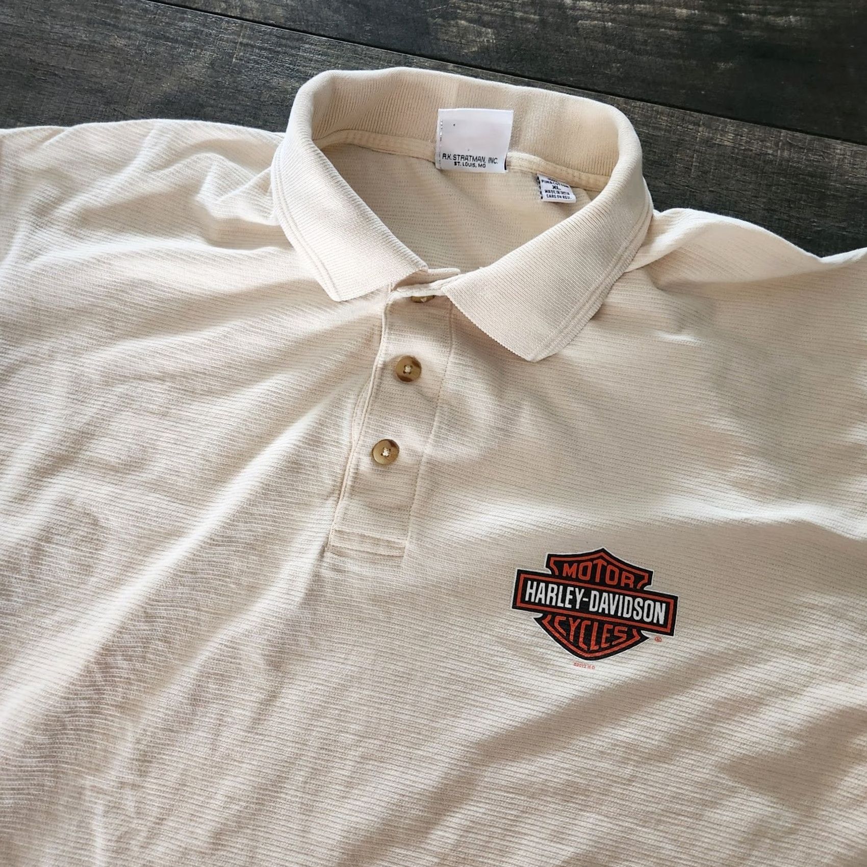 Harley Davidson VINTAGE Harley-Davidson Polo Shirt Mens XL Tan Brown Logo Button Short Sleeve Collared Blended Cotton Size US XL / EU 56 / 4 - 2 Thumbnail