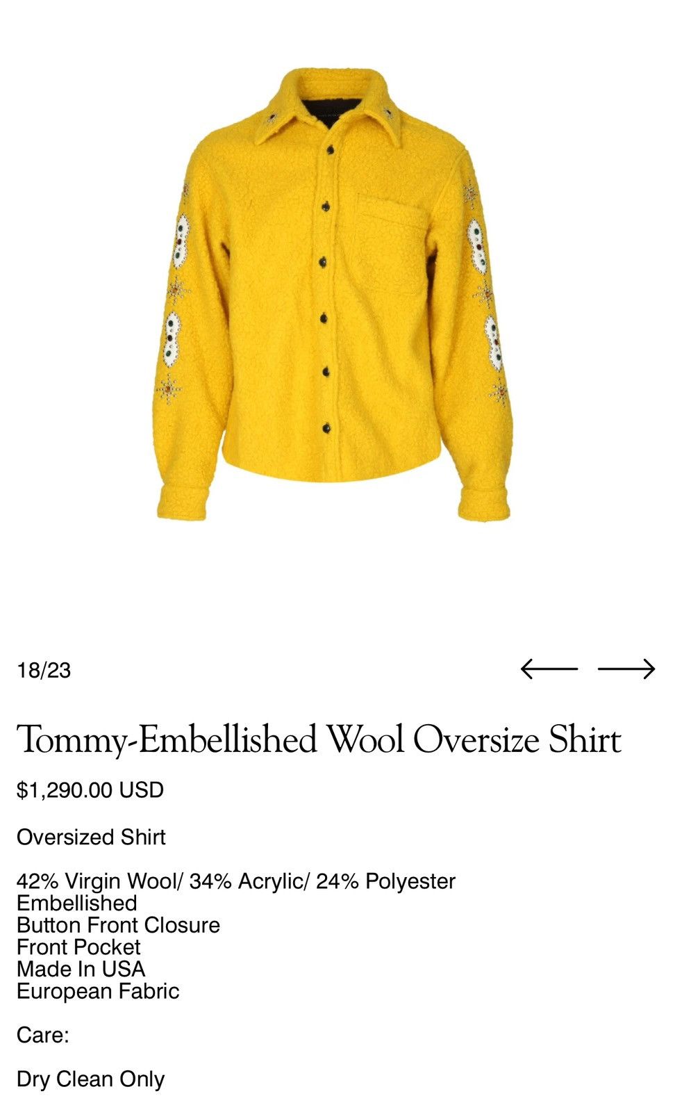 Cout de la Liberte Cout de la liberté Tommy-Embellished Wool Oversize Shirt Size US S / EU 44-46 / 1 - 8 Thumbnail