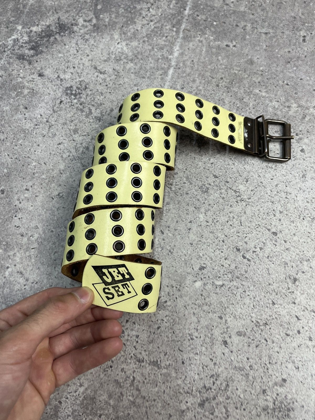 JET SET Studded VTG Leather Belt Grunge Punk Undercover Owens Vibe Size ONE SIZE - 4 Thumbnail