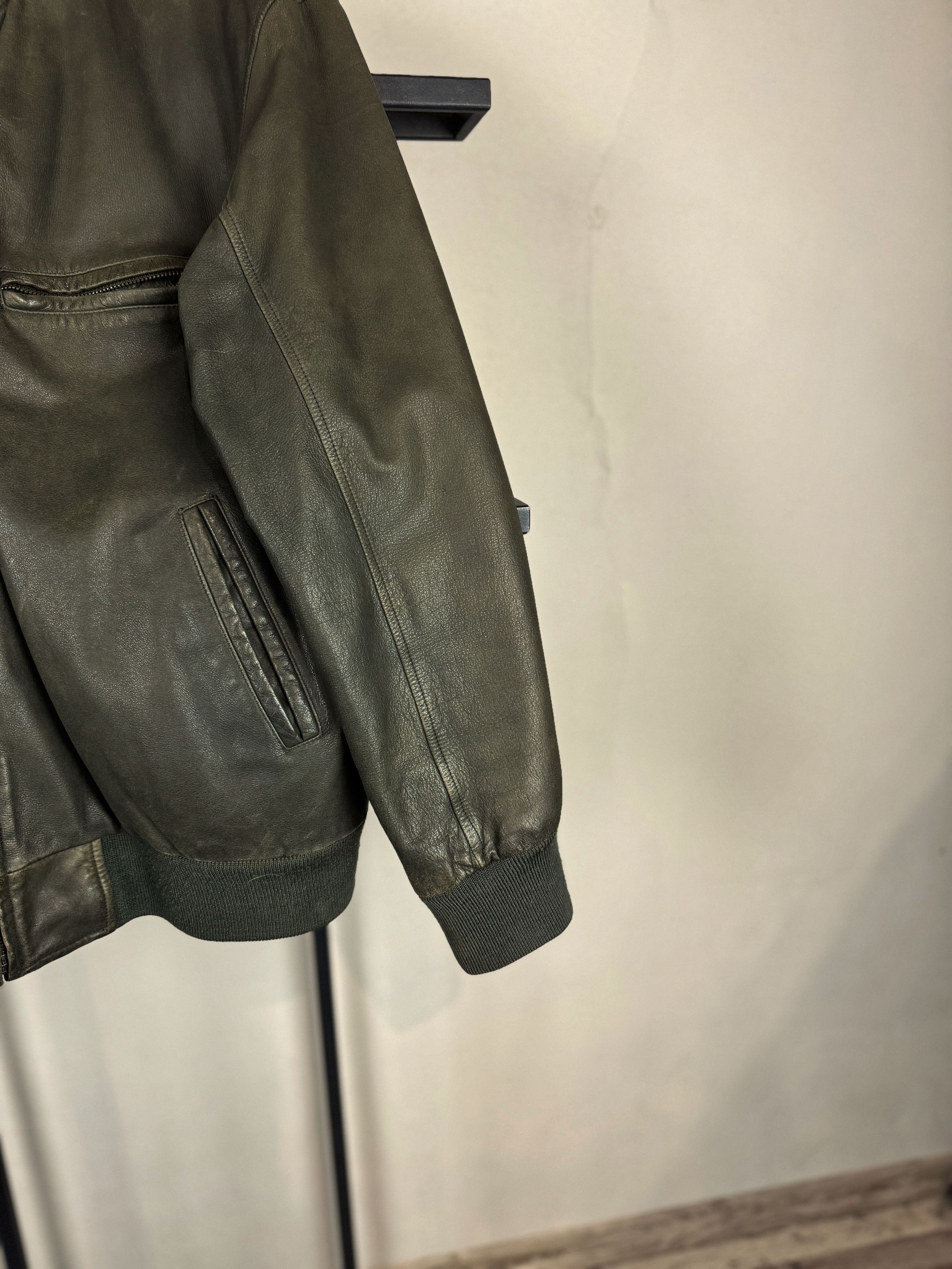 Issey Miyake Vintage Leather Bomber Jacket Minimal Zip Dark Core Style Size US S / EU 44-46 / 1 - 6 Thumbnail