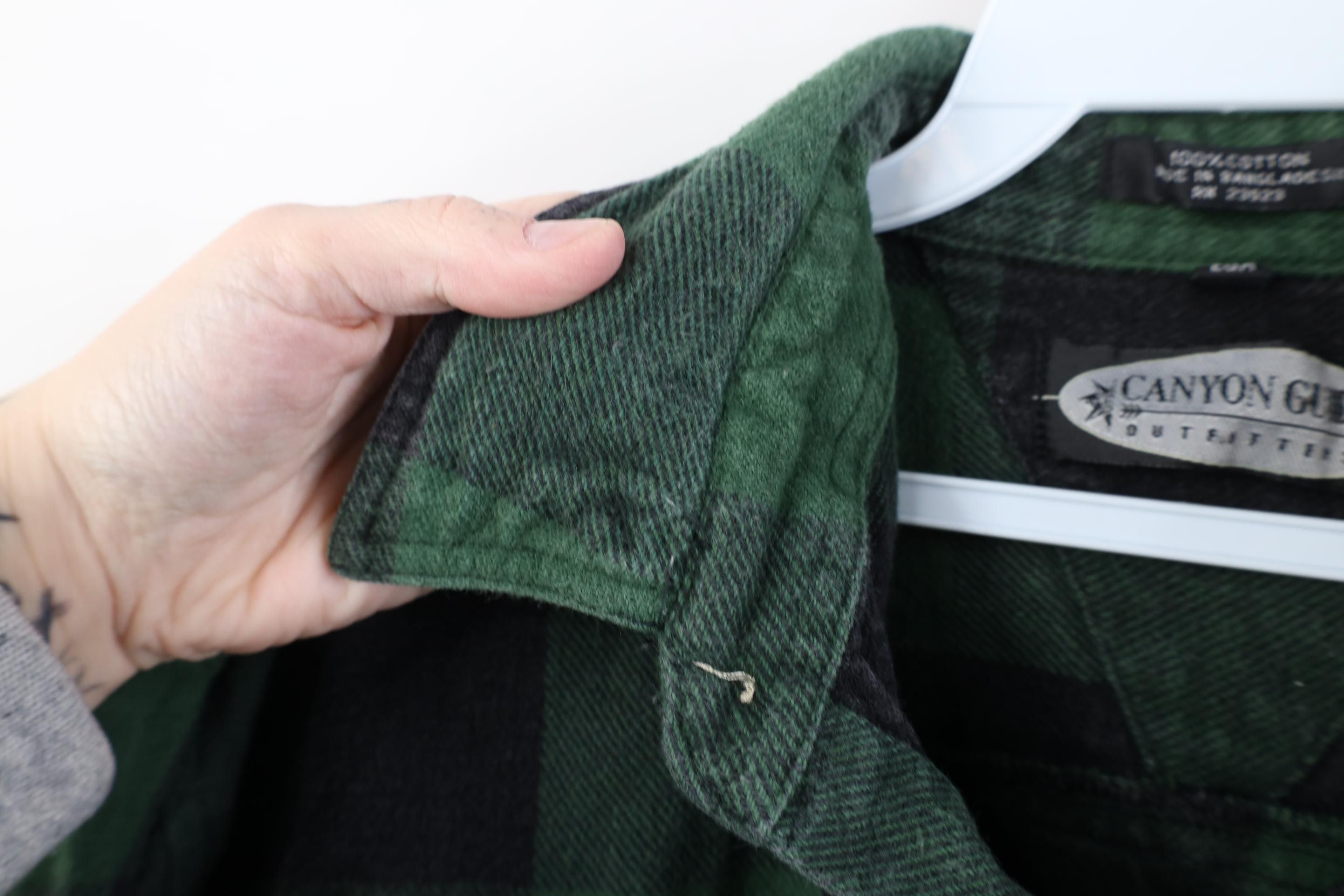 Vintage Vintage 90s Streetwear Heavyweight Button Shirt Green Plaid Size US XL / EU 56 / 4 - 5 Thumbnail