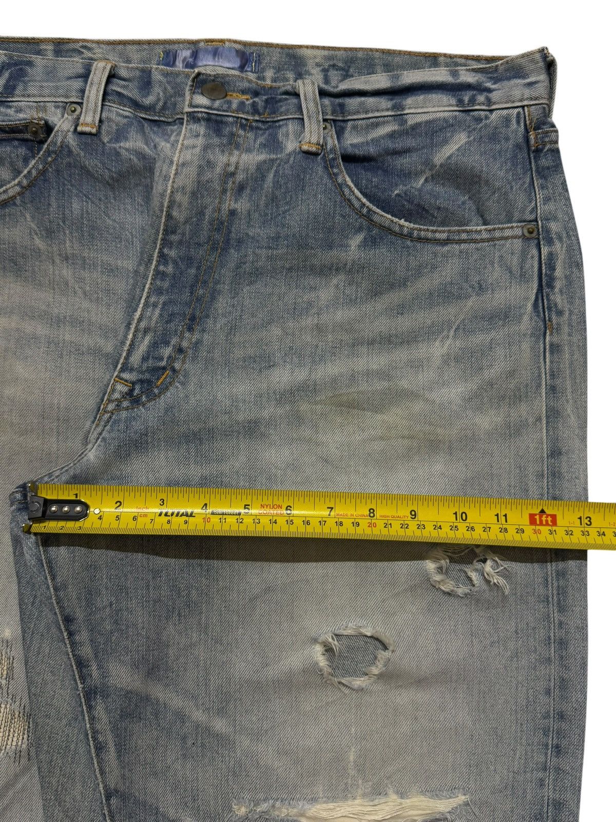 Kapital Vintage 90s Japanese Honeycomb Bleached Distressed Wide Leg Size US 34 / EU 50 - 12 Thumbnail
