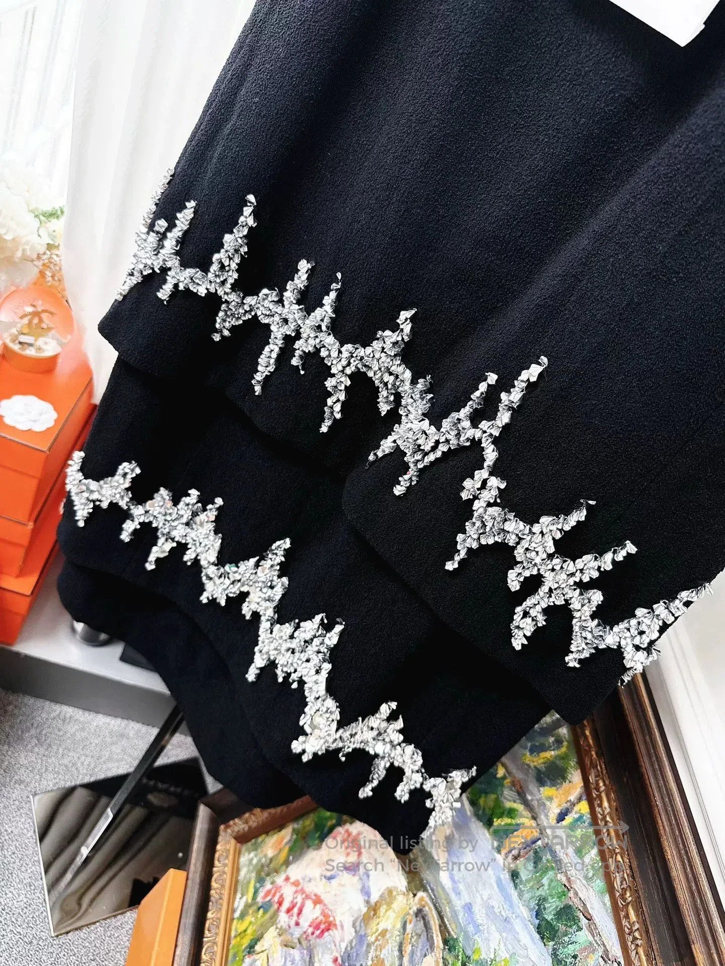 Chanel black silver sequined embroidery midi skirt. Size US 36 / EU 52 - 3 Thumbnail