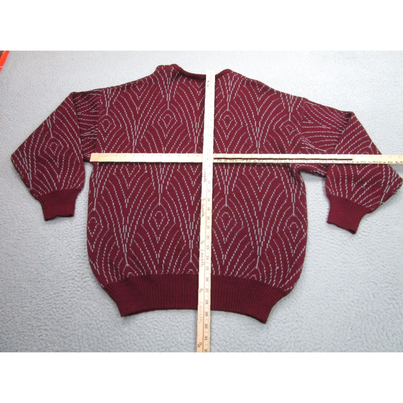 Vintage VINTAGE Mayser Sweater Mens Large Red Wool Blend 80s Art Deco Knit Pullover Geometric Retro Size US L / EU 52-54 / 3 - 6 Thumbnail