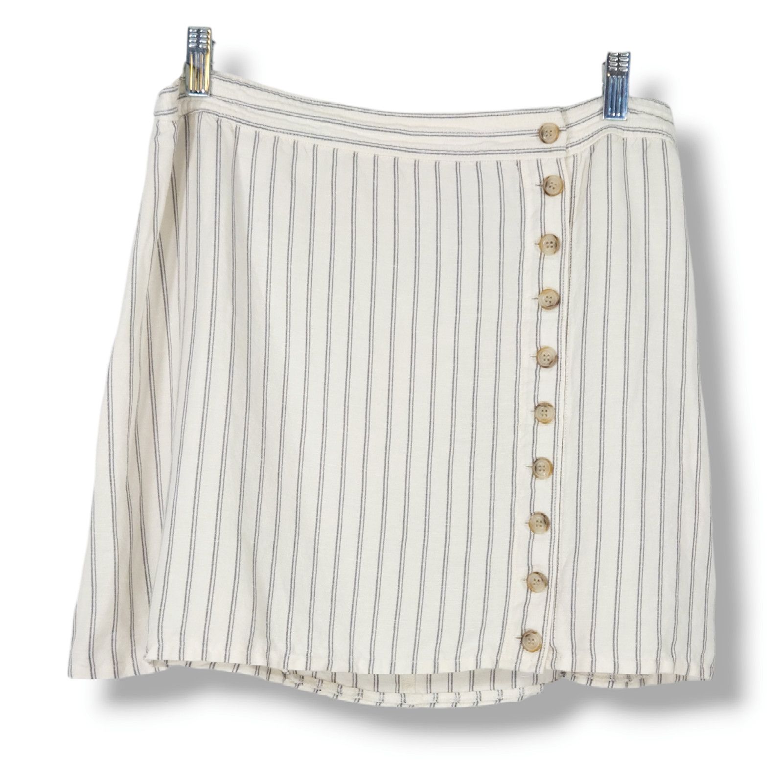 Madewell Madewell Button Front High Waist Linen Blend Mini Skirt 14 Size 36" / US 14 / IT 50 - 2 Thumbnail