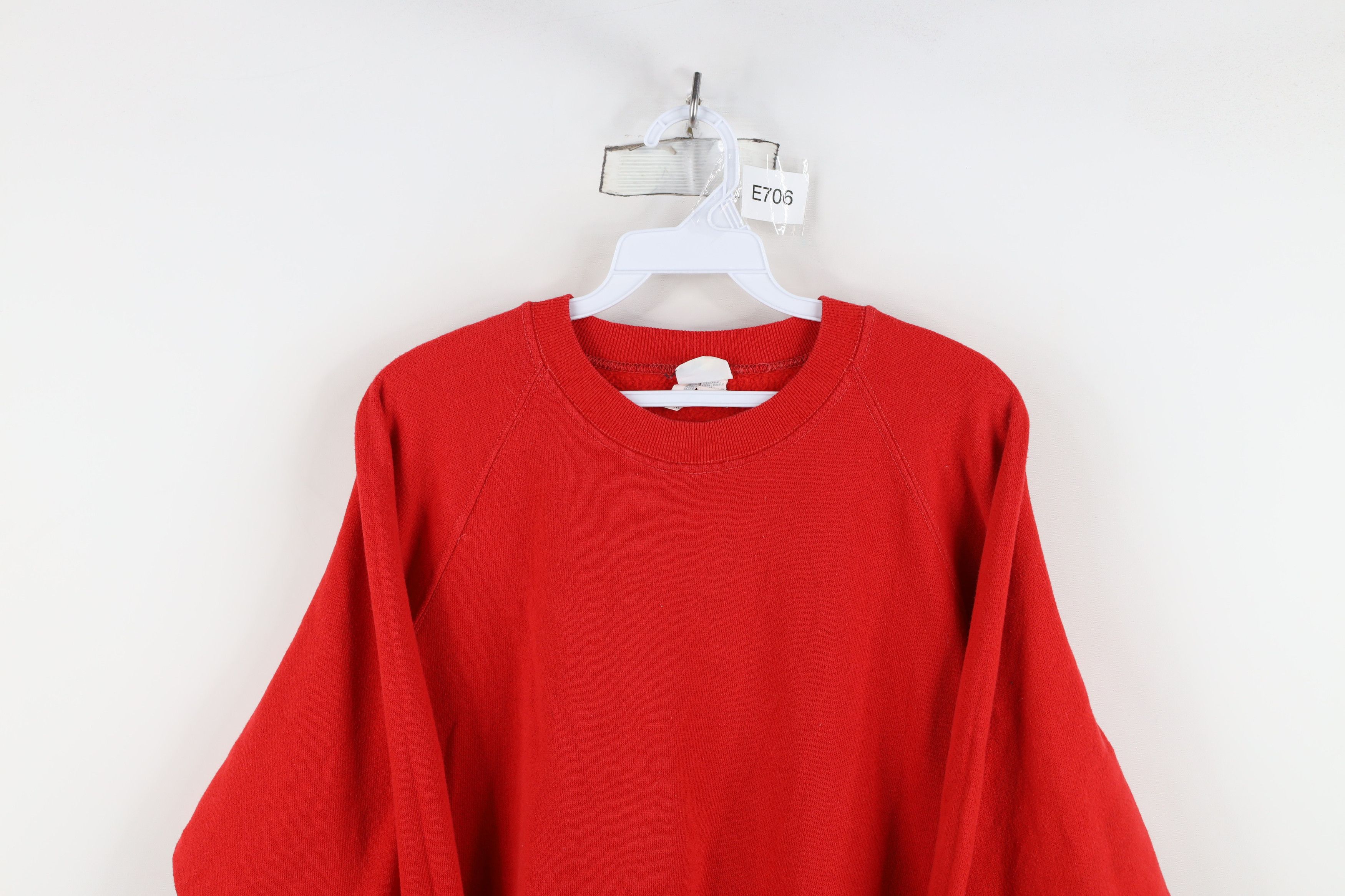 Vintage Vintage 70s Streetwear Blank Raglan Sweatshirt Red USA Size L / US 10 / IT 46 - 2 Thumbnail