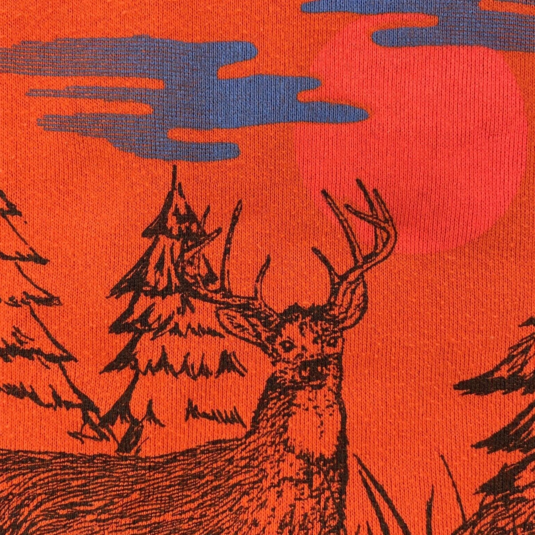 Jerzees VINTAGE Jerzees Hunters Choice Sweater Men's Crewneck Orange Buck Deer Nature Adult M 90s Graphic Print Mens Size US M / EU 48-50 / 2 - 4 Thumbnail