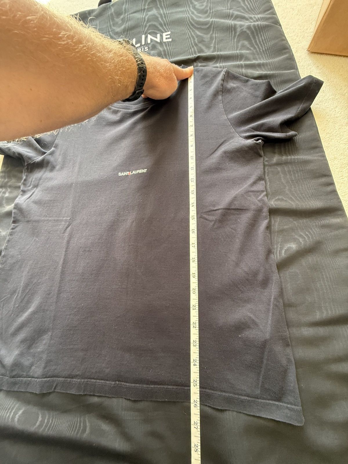 Saint Laurent Paris $550 Saint Laurent Rive Gauche black logo t shirt L Size US L / EU 52-54 / 3 - 5 Thumbnail