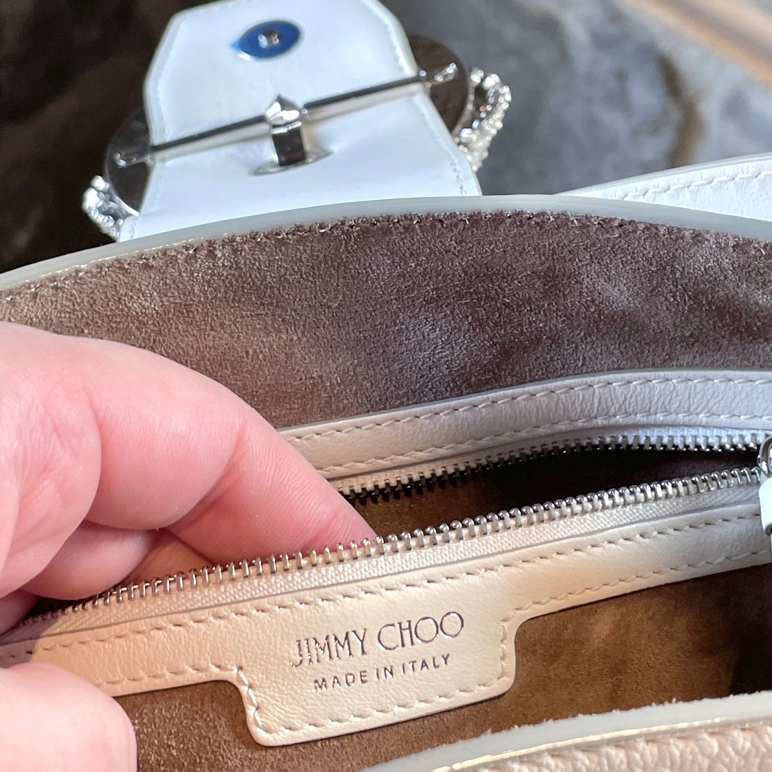 Jimmy Choo Jimmy Choo Ivory Leather Crystal Madeline Bucket Bag Size ONE SIZE - 9 Thumbnail