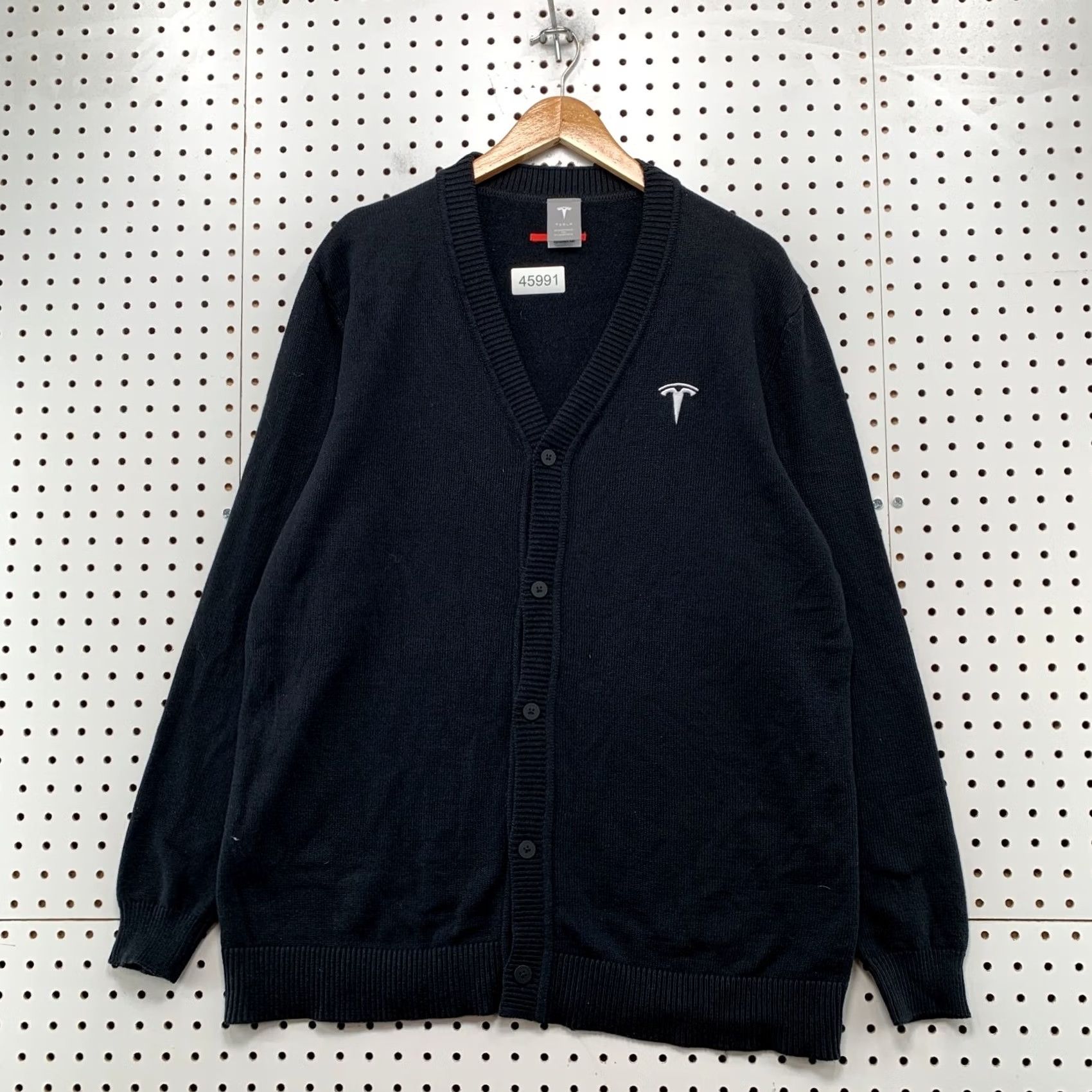 Vintage Tesla Cardigan Sweater Mens Large Black Embroidered Logo Button Electric Car Size US L / EU 52-54 / 3 - 2 Thumbnail
