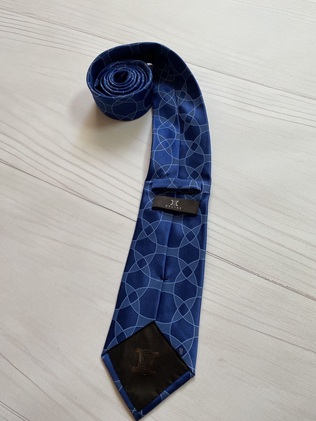 Celine Celine Blue Silk Geometric Pattern Tie Size ONE SIZE - 2 Thumbnail