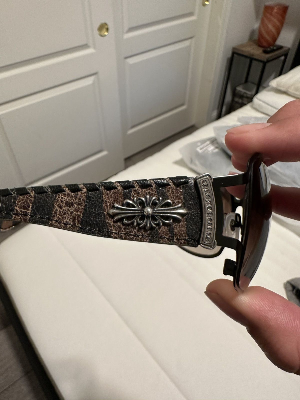 Chrome Hearts Chrome Hearts ‘Poon I’ Brown Camo Silver Scroll Logo Glasses Size ONE SIZE - 12 Thumbnail