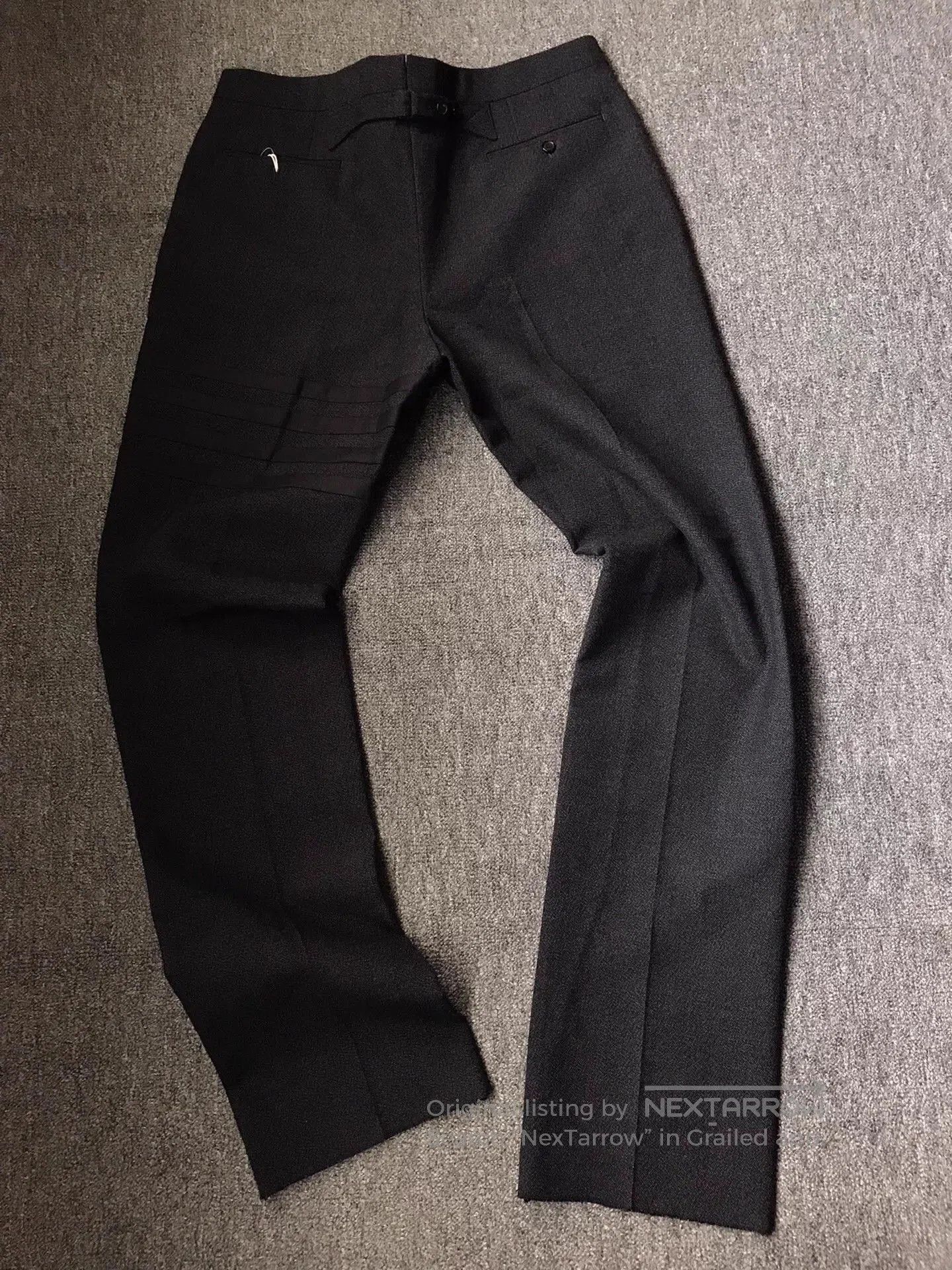 Thom Browne Gray Structured Pants with Striped Detail Size 34. Size US 34 / EU 50 - 2 Thumbnail