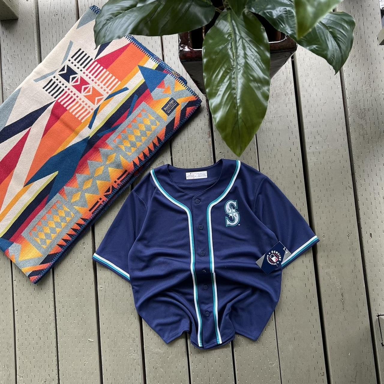 MLB Vtg Seattle Mariners Jersey Sewn retro Button Baseball 90s Size US S / EU 44-46 / 1 - 3 Thumbnail