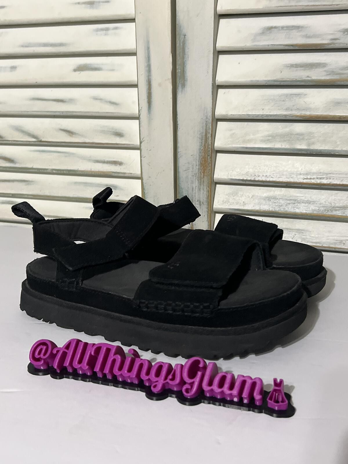 Ugg UGG Goldenstar Black Suede Platform Sandals 9 Size US 9 / IT 39 - 2 Thumbnail