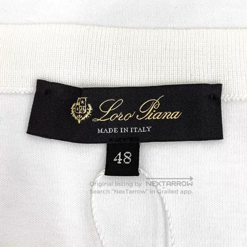 Loro Piana Loro Piana White Logo Embroidered Cotton Short Sleeve T-Sh Size US M / EU 48-50 / 2 - 6 Thumbnail