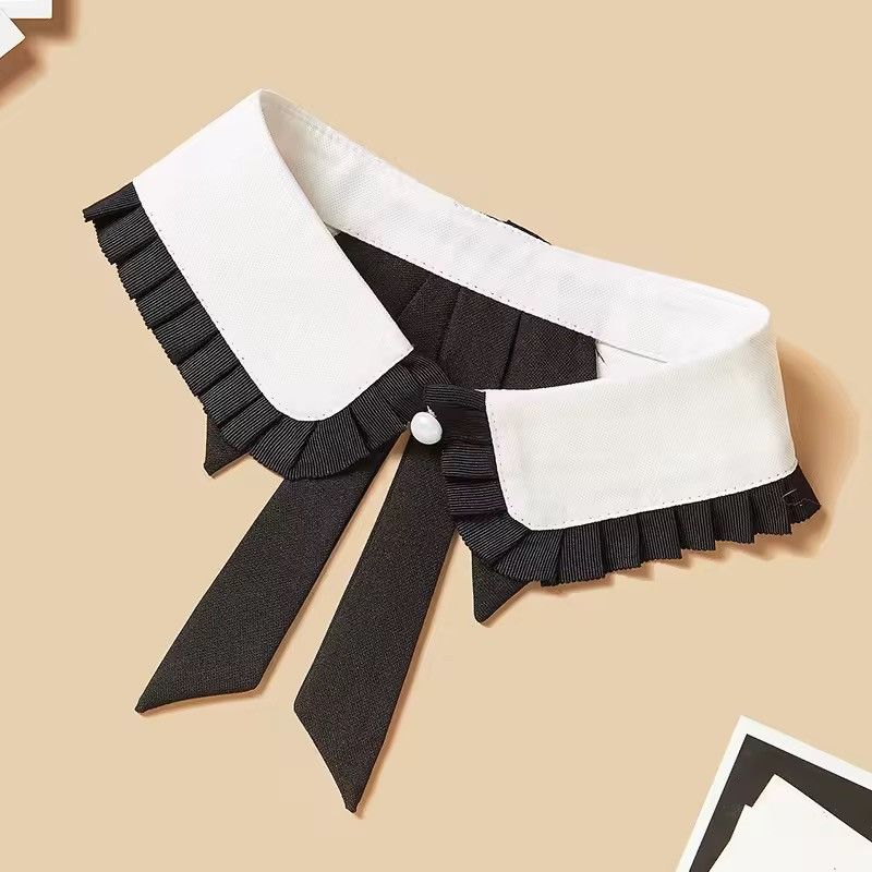 Japanese Brand × Leather Black and White Pleated Edge Bow Size ONE SIZE - 6 Thumbnail