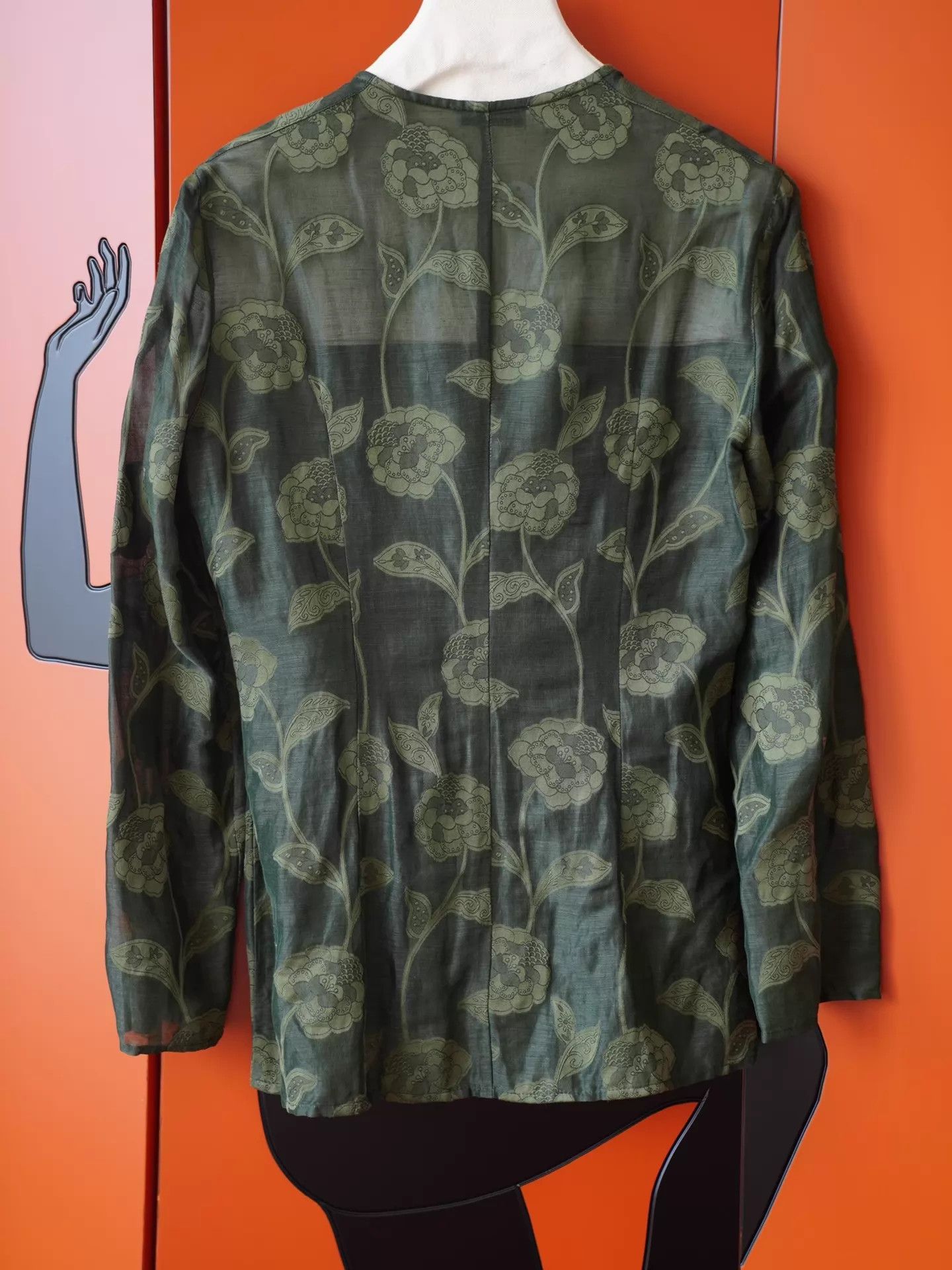 Giorgio Armani Giorgio Armani Vintage Cyan Rose Wrap Shirt CottonLinen M-L Size M / US 6-8 / IT 42-44 - 3 Thumbnail