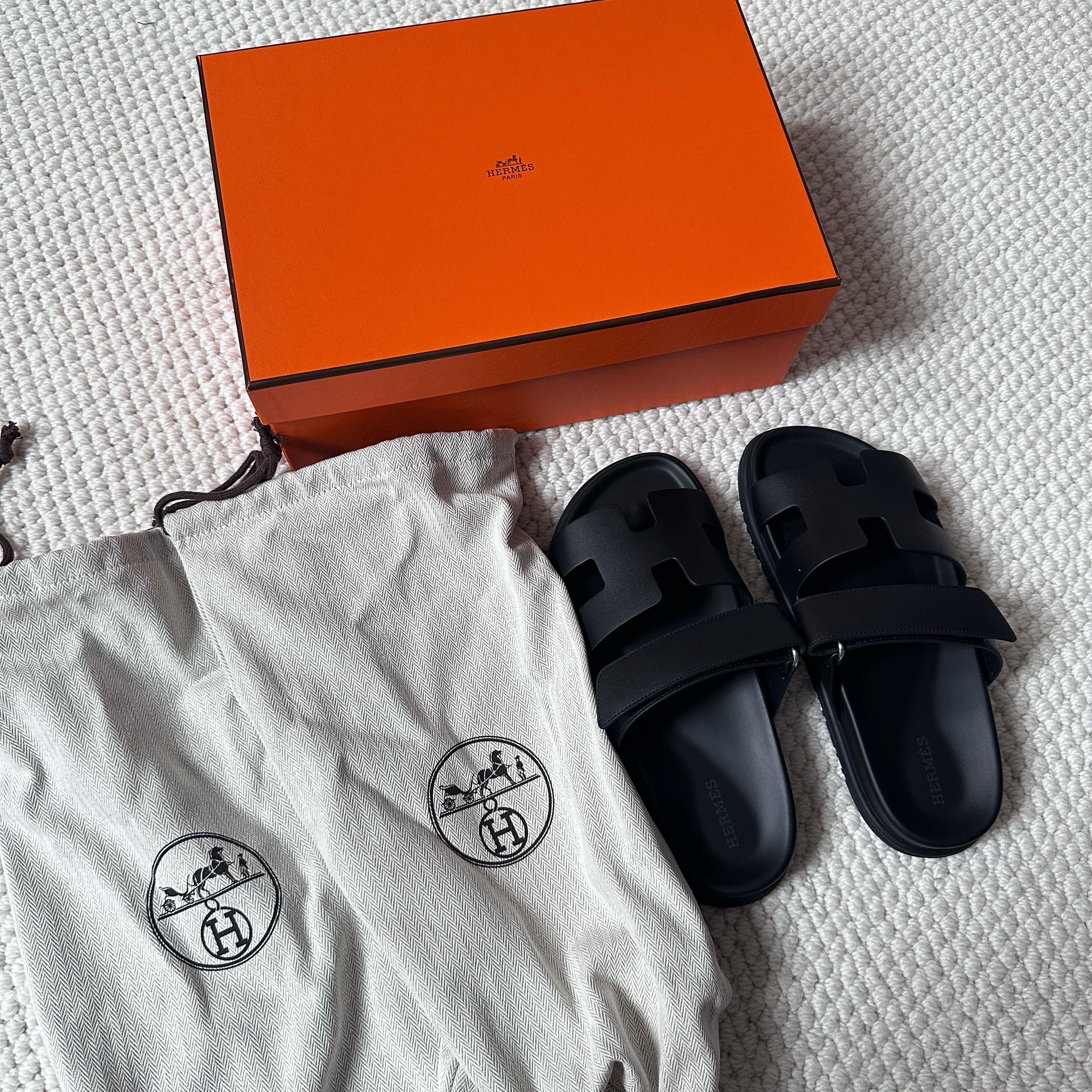 Hermes Hermes Chypre Sandal Black Calfskin Leather Fullbox Size US 7 / IT 37 - 5 Thumbnail