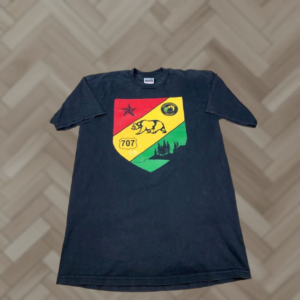Vintage Mendocino County Rasta T Shirt Black LT Big & Tall Men Crew Neck Short Sleeve Pro Club Size US L / EU 52-54 / 3 - 1 Thumbnail