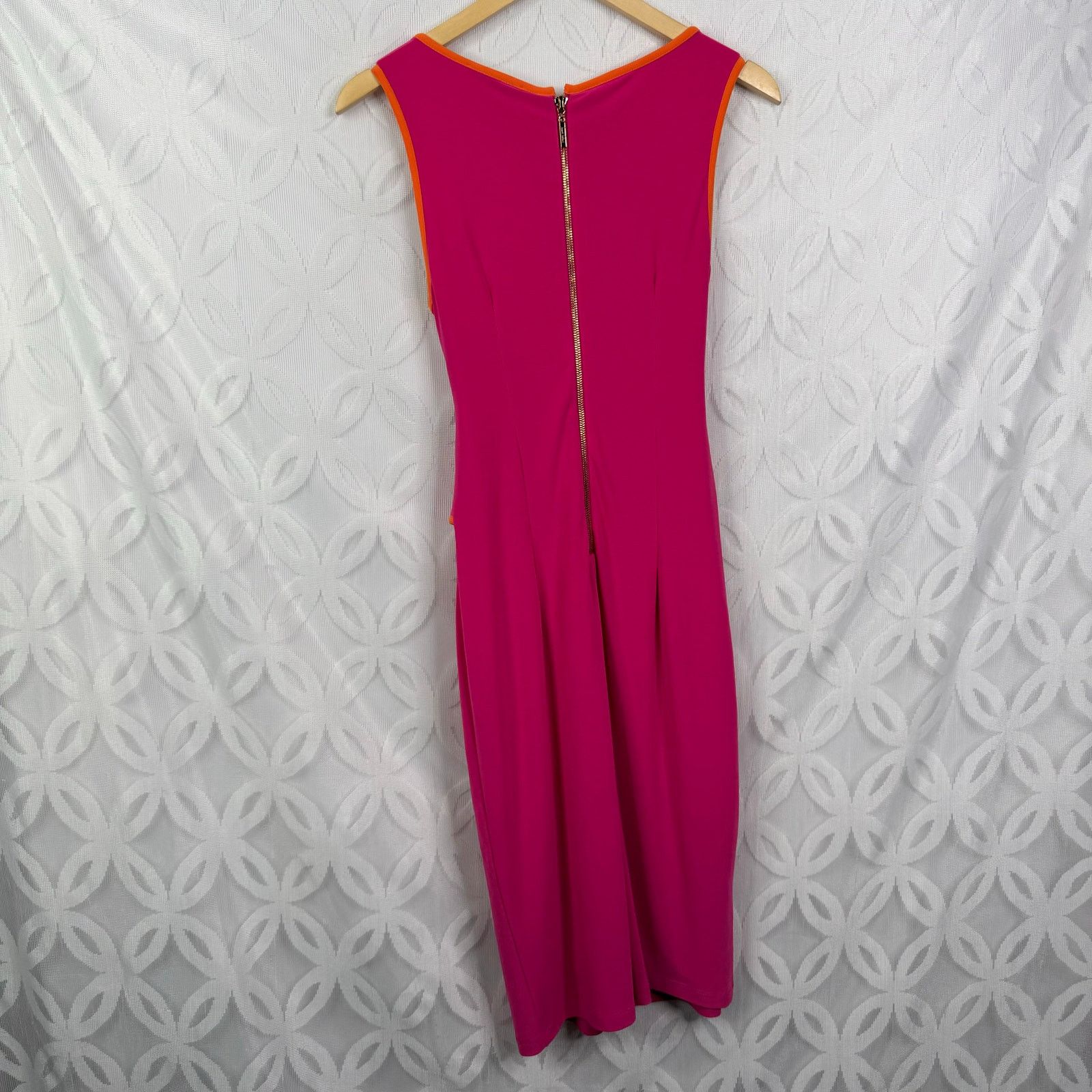 Joseph Ribkoff Pink Sheath Belted Boat-neck Dress