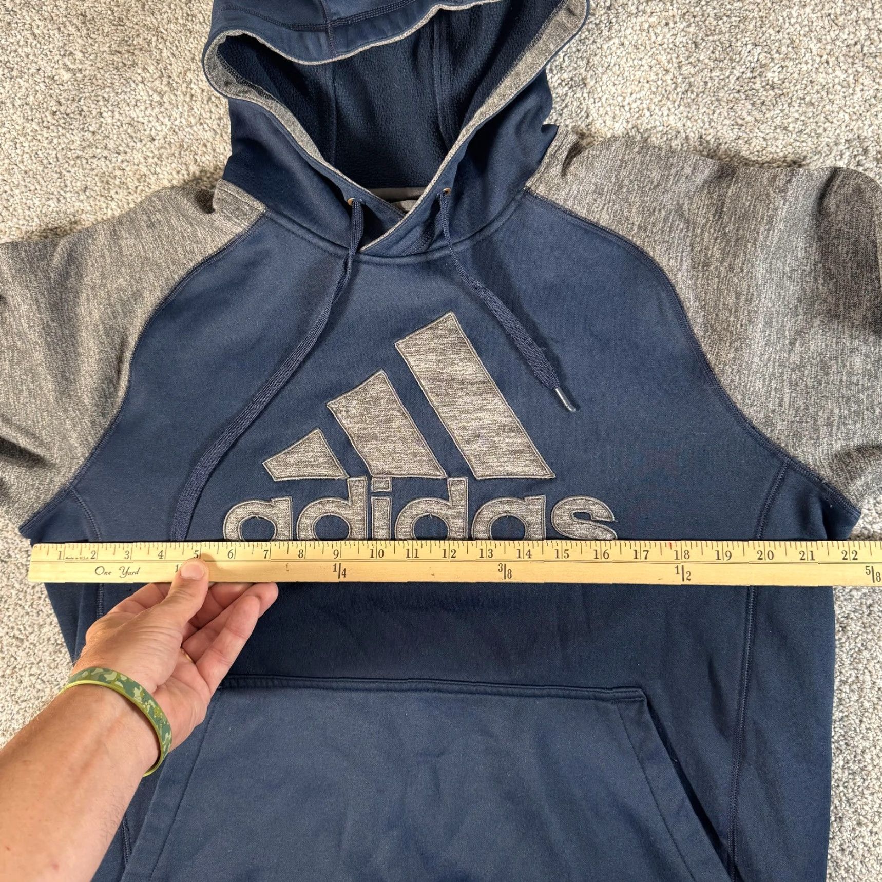Adidas Adidas Hoodie Mens Medium Blue Gray ClimaWarm Raglan Pullover Fleece Sweatshirt Size US M / EU 48-50 / 2 - 3 Thumbnail