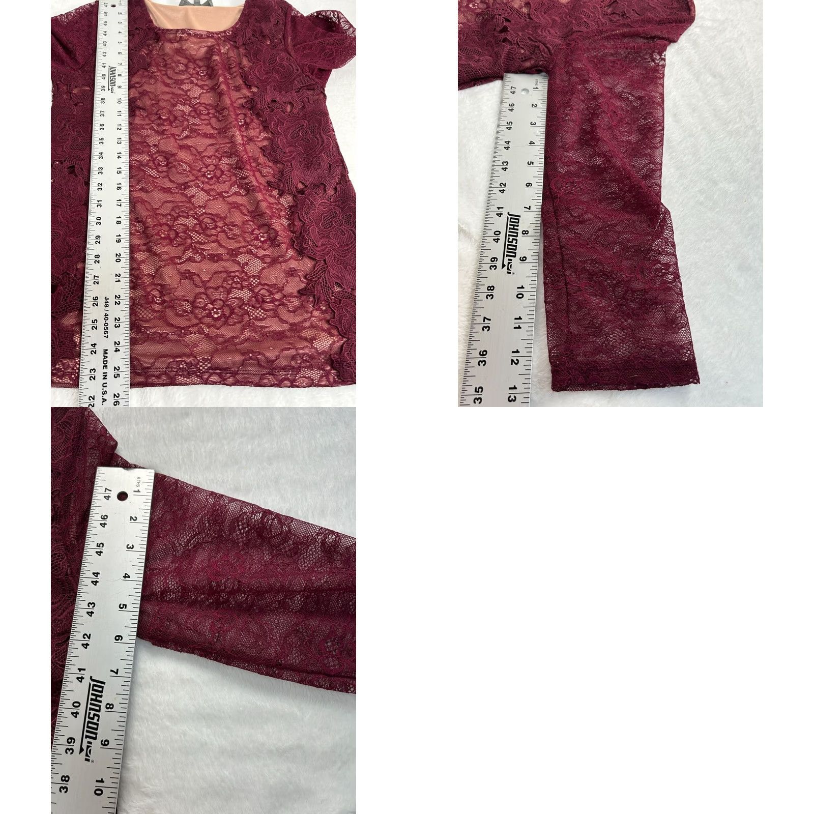 Anthropologie Sunday In Brooklyn Womens Lace Top Medium Burgundy 3/4 Sleeve New Size M / US 6-8 / IT 42-44 - 8 Thumbnail