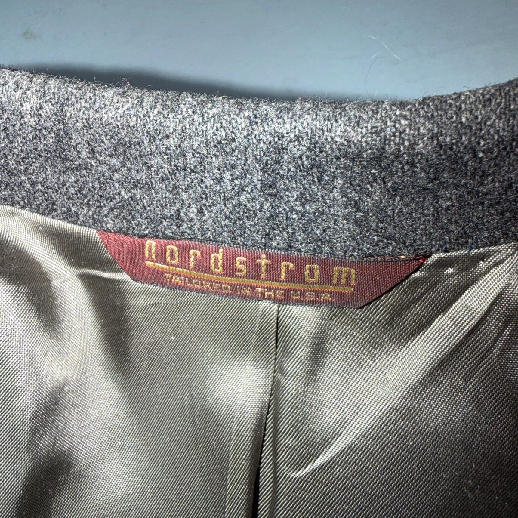 Nordstrom VINTAGE Nordstrom 42 Blazer Gray Wool Sport Coat USA 1980s Union USA Gold Button Size 42R - 6 Thumbnail
