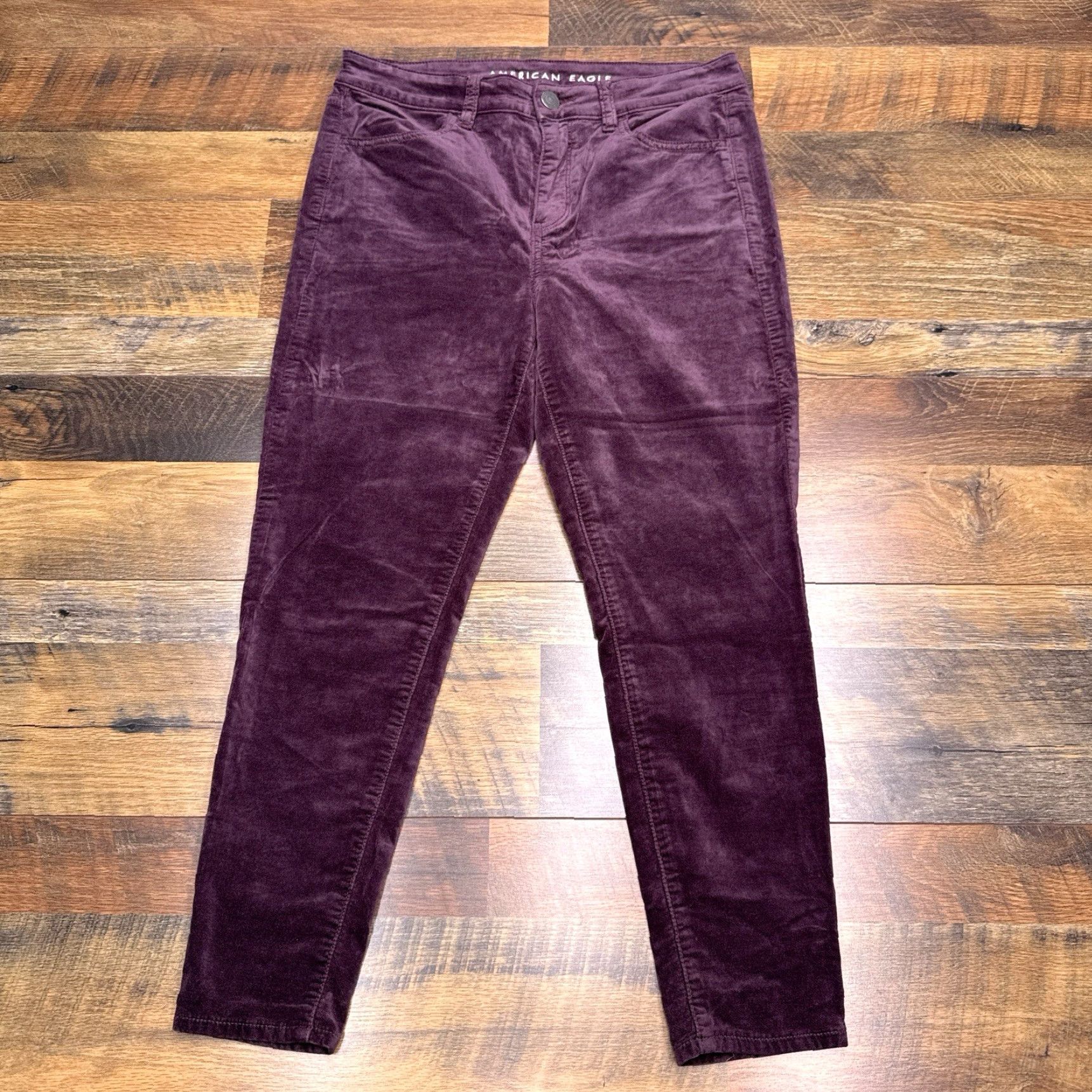 American Eagle Outfitters American Eagle Outfitters Jeans Womens 8 Burgundy Velvet Jegging Slim High Rise 5-Pocket Stretch Inseam 24 Vintage No Size 30" / US 8 / IT 44 - 2 Thumbnail