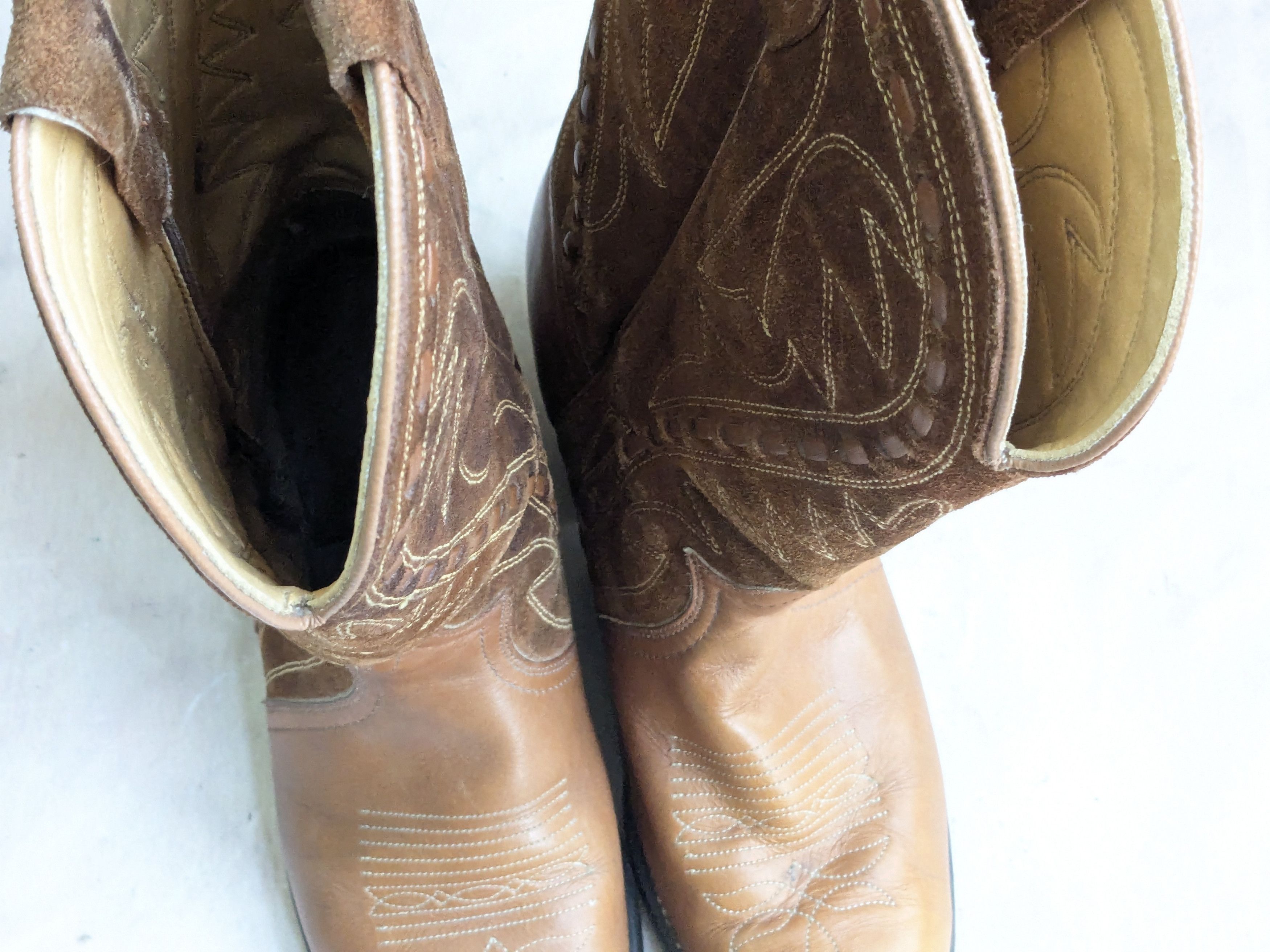 Genuine Leather Vintage Cowboy Boots Brown Leather Suede 9.5 USA Size US 9.5 / EU 42-43 - 2 Thumbnail