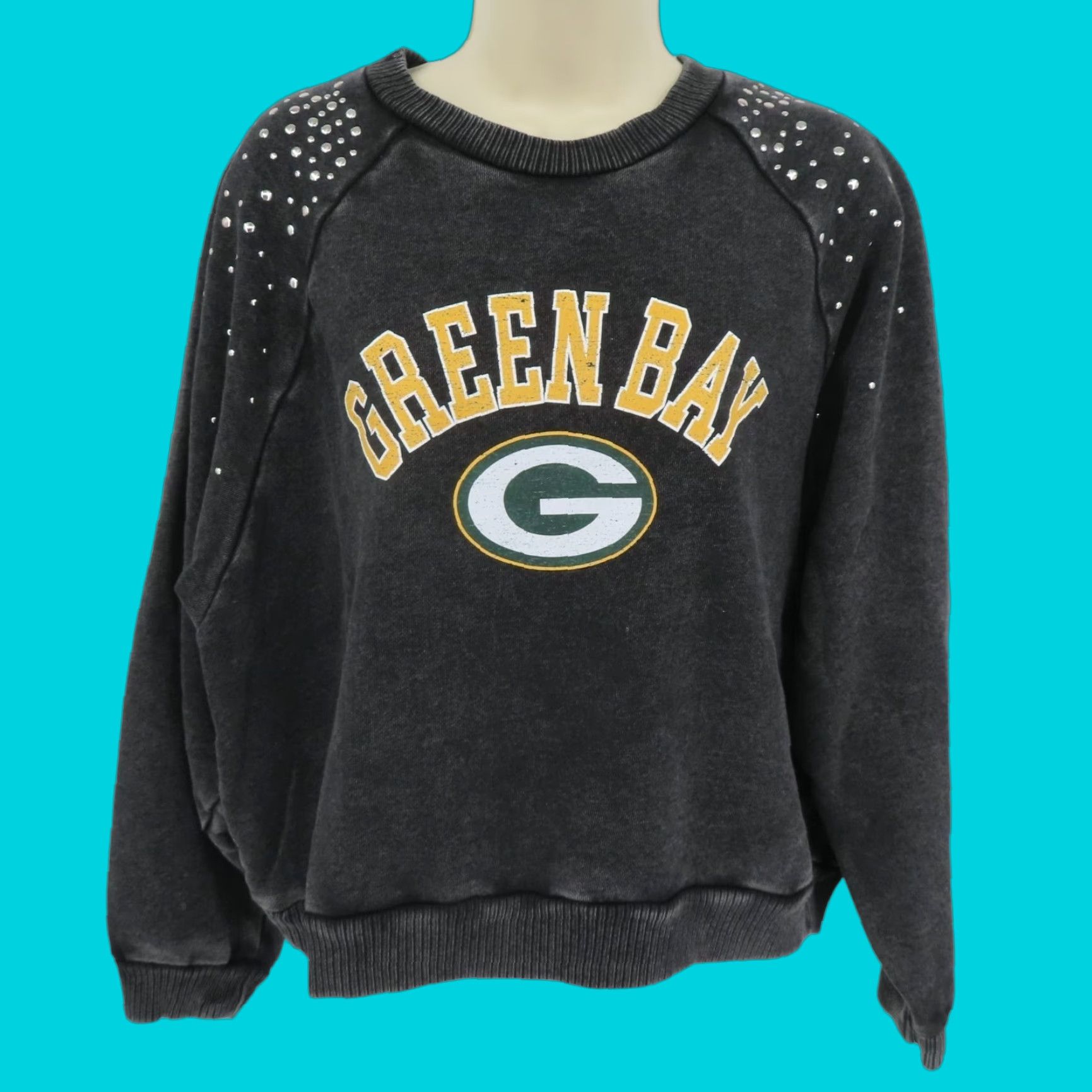 Vintage Gameday Couture Sweatshirt Women XXL Gray Green Bay Packers Silver Studded Cropped Long Sleeve Pullover Size XXL / US 16-18 / IT 52-54 - 1 Thumbnail
