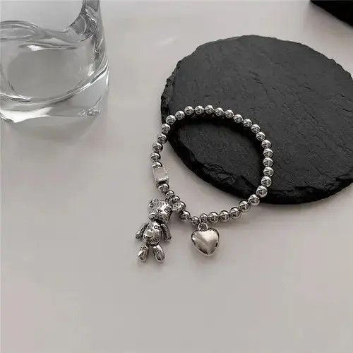 Jewelry Stainless Steel 🐻 Bear Love Charm Bracelet Unisex Size ONE SIZE - 1 Thumbnail