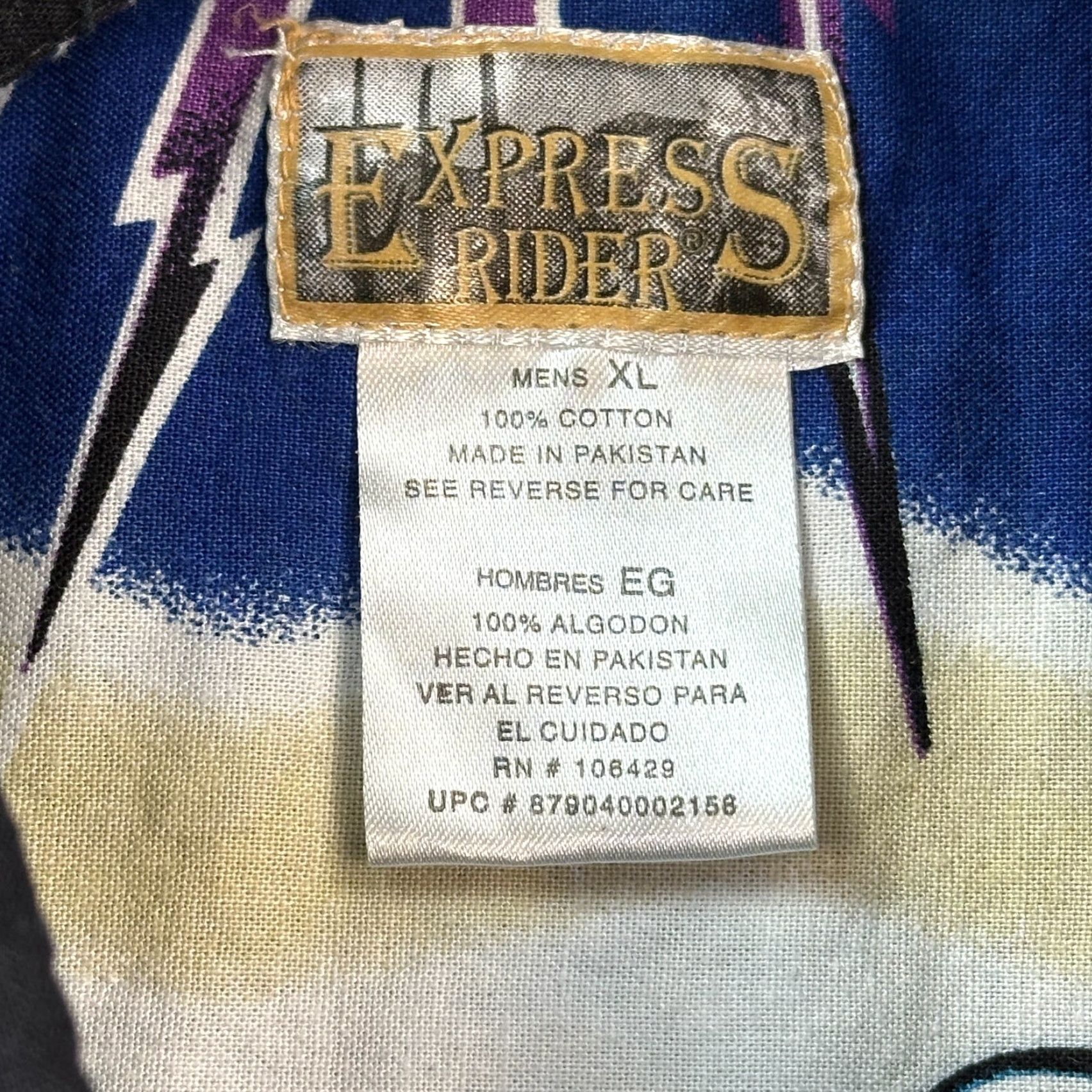 Express VINTAGE Express Rider Shirt Mens XL Lightning Steer Skull Aztec Western Cowboy Size US XL / EU 56 / 4 - 7 Thumbnail