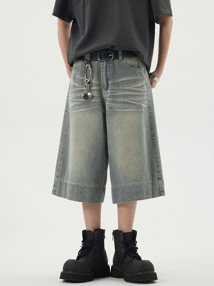 Vintage American retro washed loose straight-leg denim shorts Size US 32 / EU 48 - 1 Thumbnail