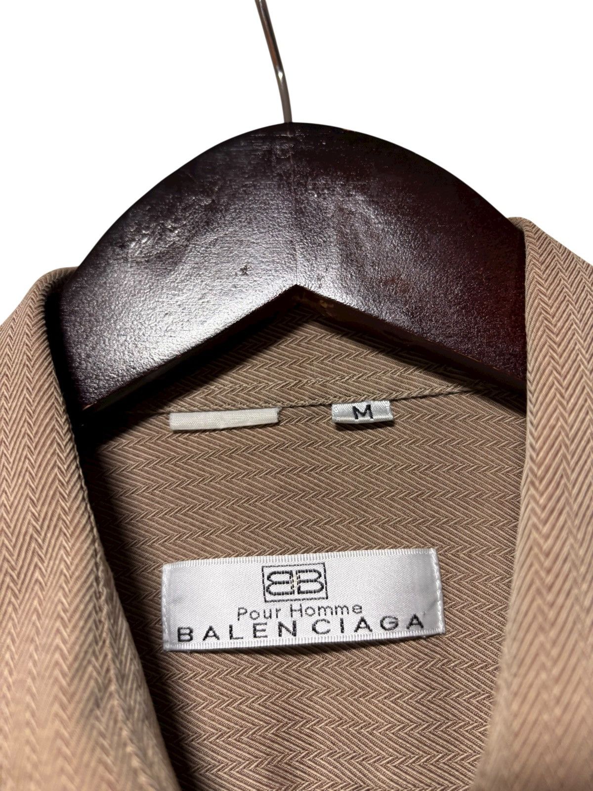 Balenciaga Vintage 90s Balenciaga Khaki Shirt Button Up LS Double B Med Size US M / EU 48-50 / 2 - 6 Thumbnail