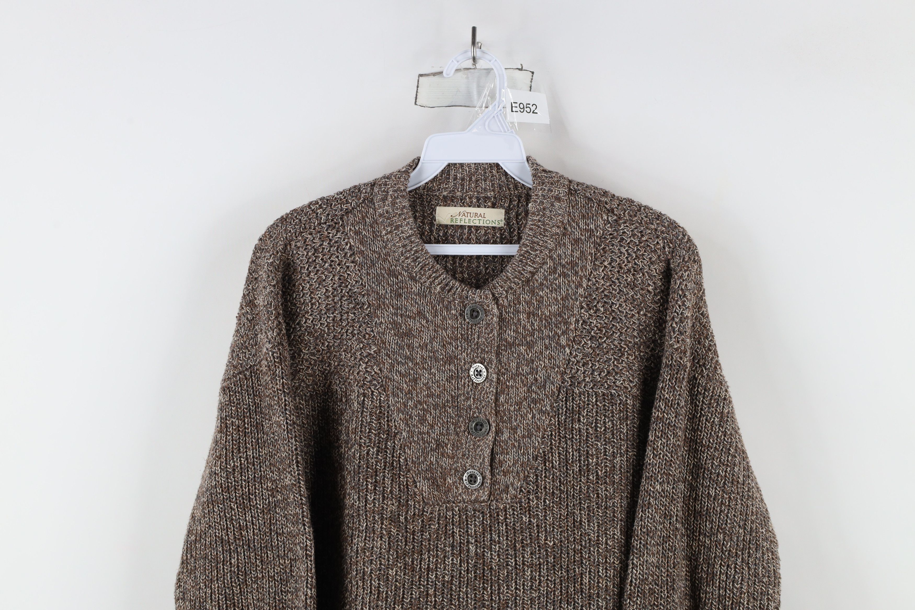 Vintage Vintage 90s Streetwear Ribbed Knit Henley Sweater Brown Size M / US 6-8 / IT 42-44 - 2 Thumbnail