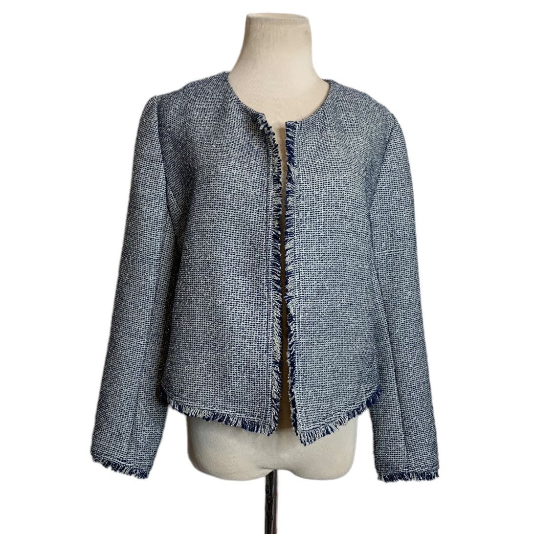Banana Republic Banana Republic blue tweed fringe trims open lined blazer 6 Size M / US 6-8 / IT 42-44 - 1 Thumbnail