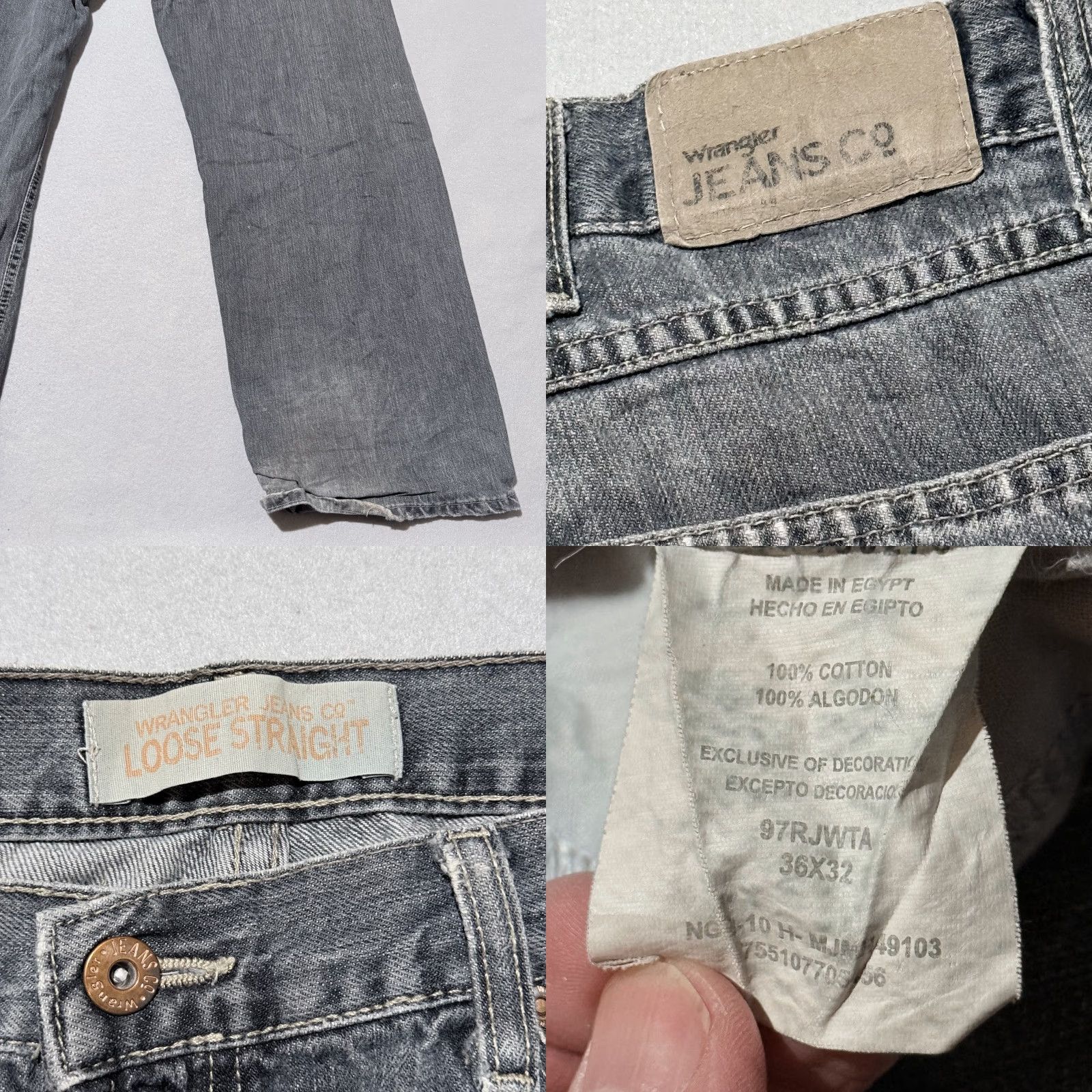 Wrangler Wrangler Jeans Men Gray Denim Mid Rise Classic Loose Straight Zip Fly 36x32 Jeans Size US 36 / EU 52 - 8 Thumbnail