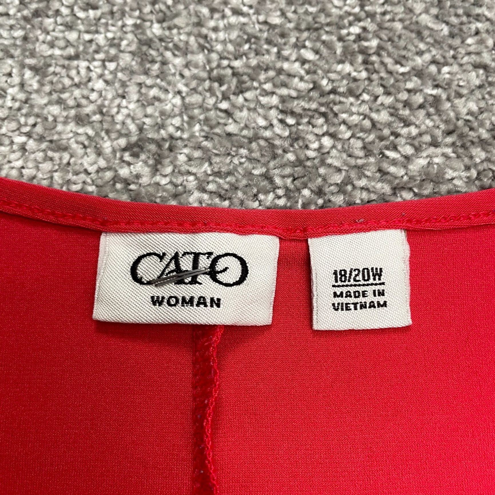 Vintage Cato Blouse Womens 20W Red Crew Neck Dolman Short Sleeve Knit Polyester Spandex Plus Size Top Casual VINTAGE(Camera note: not vintage) Size 3XL / US 20-22 - 4 Thumbnail