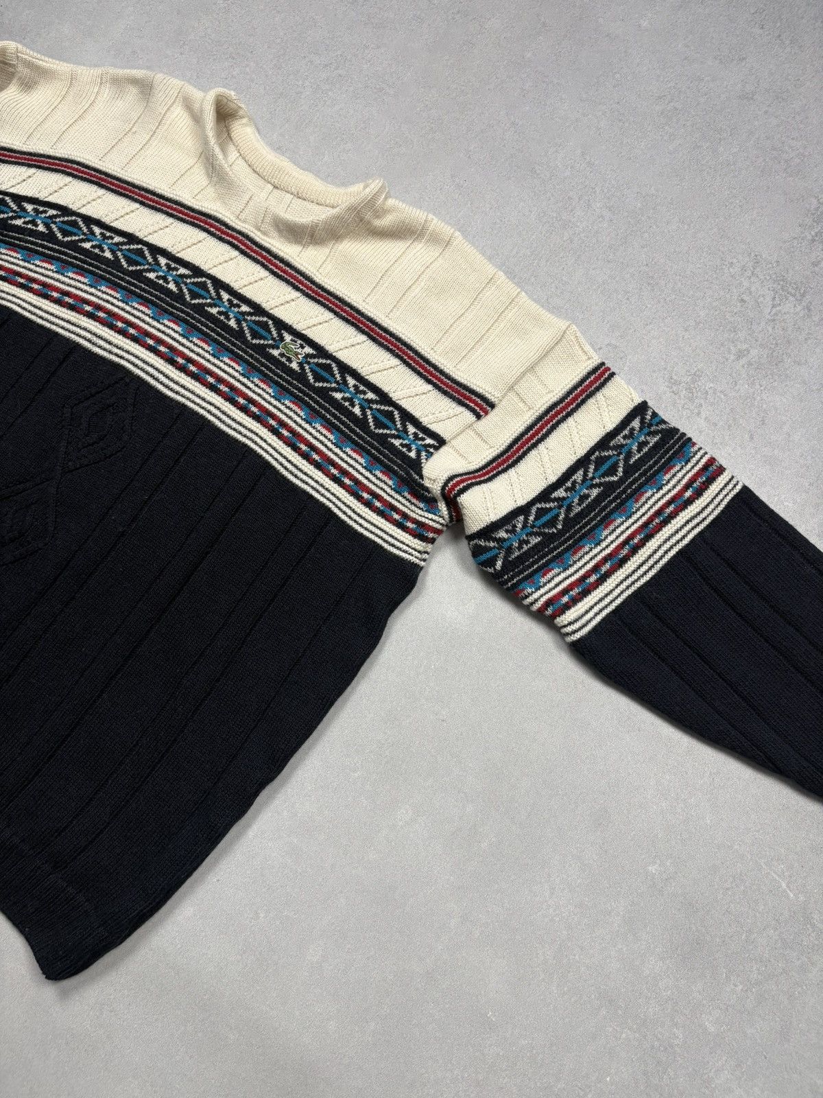 Lacoste Lacoste Vintage Wool Blend Nordic Knit Sweater Aztec Patern Size US XL / EU 56 / 4 - 5 Thumbnail