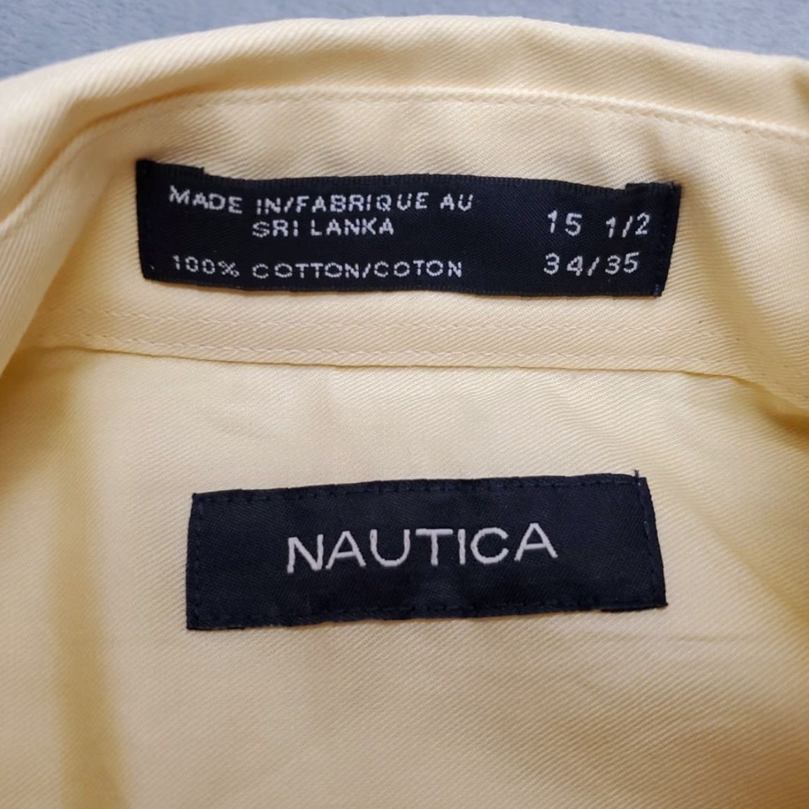 Nautica Nautica Shirt Mens 15.5 Yellow 100% Cotton Long Sleeve Button-Up Classic Dress Casual Business Grand? Size 42R - 4 Thumbnail