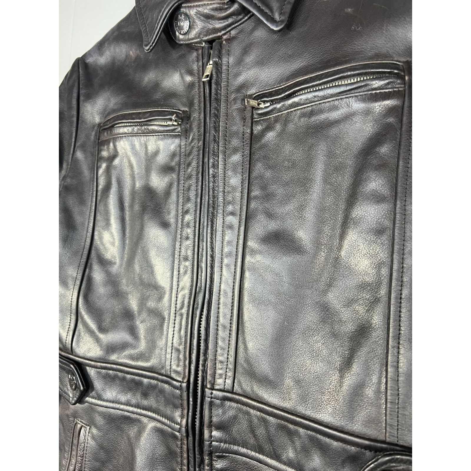 Banana Republic Vintage Banana Republic Leather Jacket Y2K Safari moto Women Size XS / US 0-2 / IT 36-38 - 4 Thumbnail