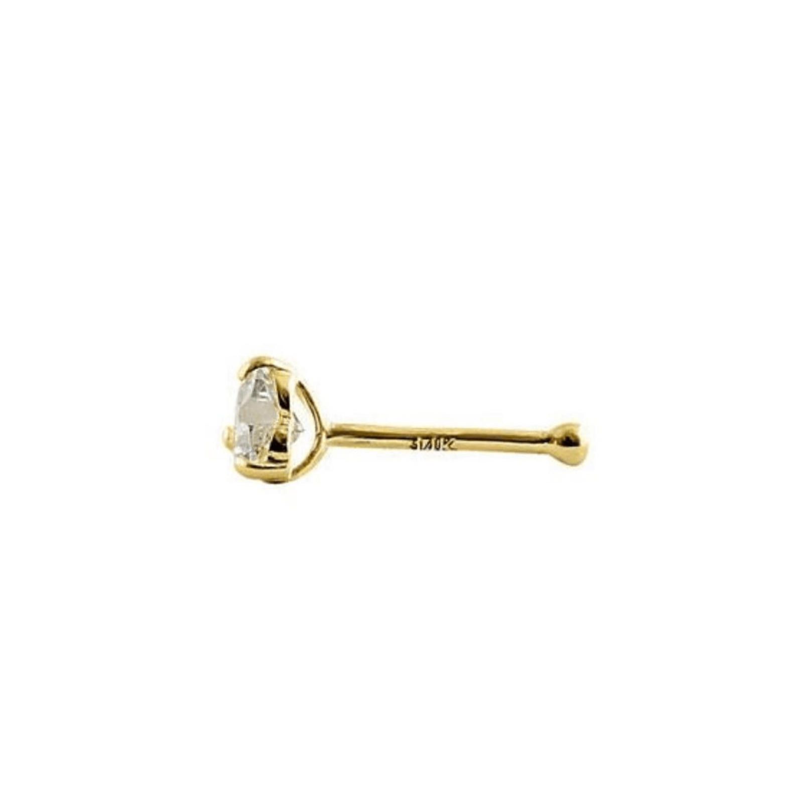 NBDN Nobrandedon New Solid 14K Yellow Gold Heart CZ Nose Stud Size ONE SIZE - 3 Thumbnail