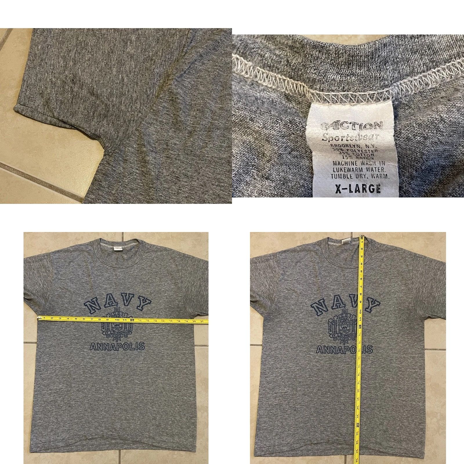 Vintage VINTAGE US Navy Annapolis Faded Shirt M Gray Single Stitch Short Sleeve College Naval Academy 80s 70s 60s USA Mens Size US M / EU 48-50 / 2 - 8 Thumbnail